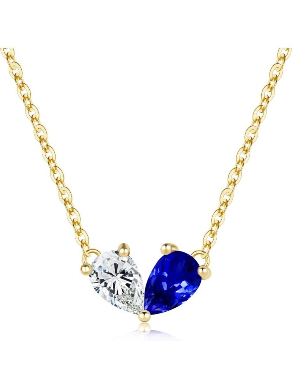 Women's Silver And Blue 14 K Dainty Gold Plated Heart Birthstone Necklaces